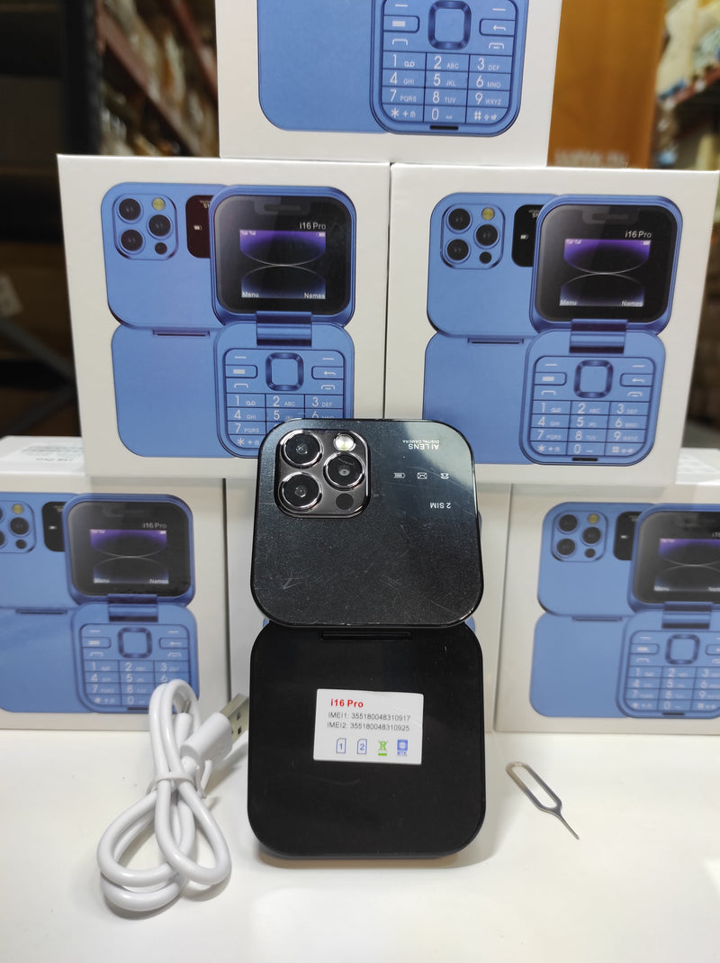 Teléfono plegable con doble pantalla  i16 Pro negro - additional image 1